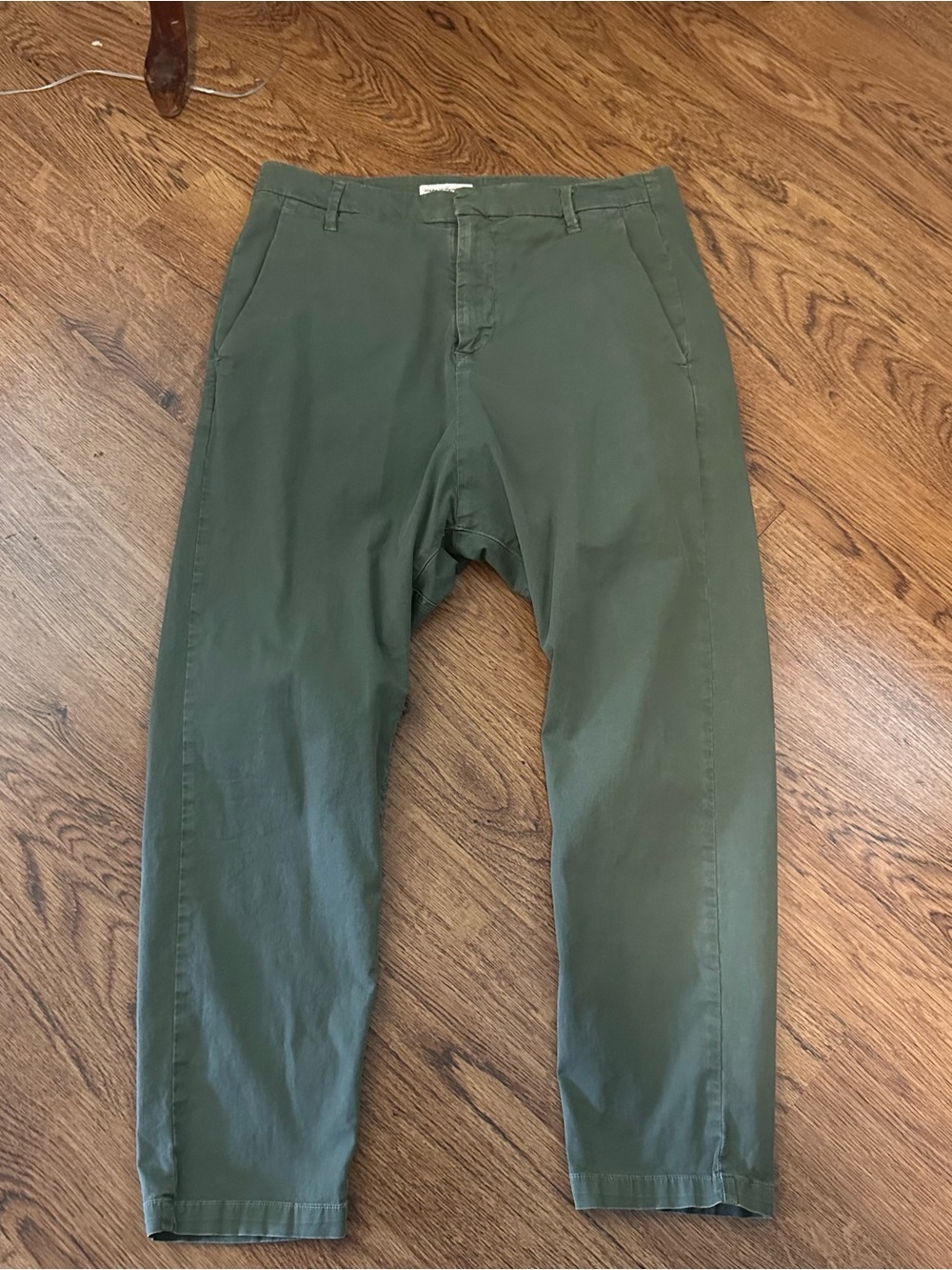 Nili Lotan Military Green Chino Trousers pants size 4 crop 80NL Cotton blend